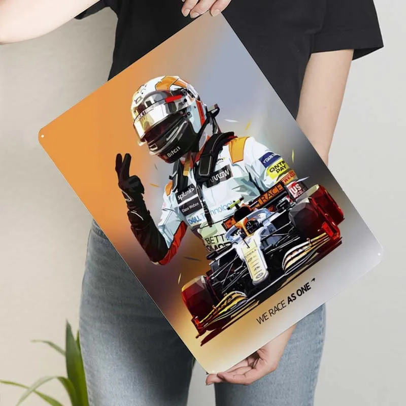 Ландо Норрис Монако F1 металлический знак спортивный плакат украшение Настенный