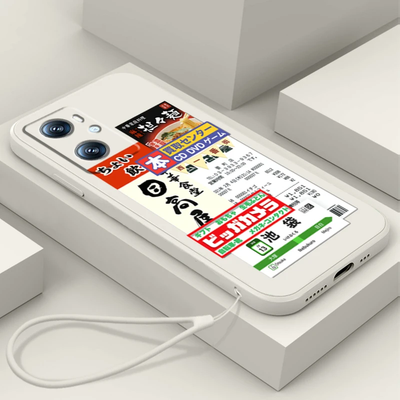 

Tokyo Japan Stamp Ticket Liquid Rope Phone Case For OPPO A96 A94 A93 A77 A76 A74 A72 A57 A53S A16 A9 Find X5 X3 Lite F21 5G