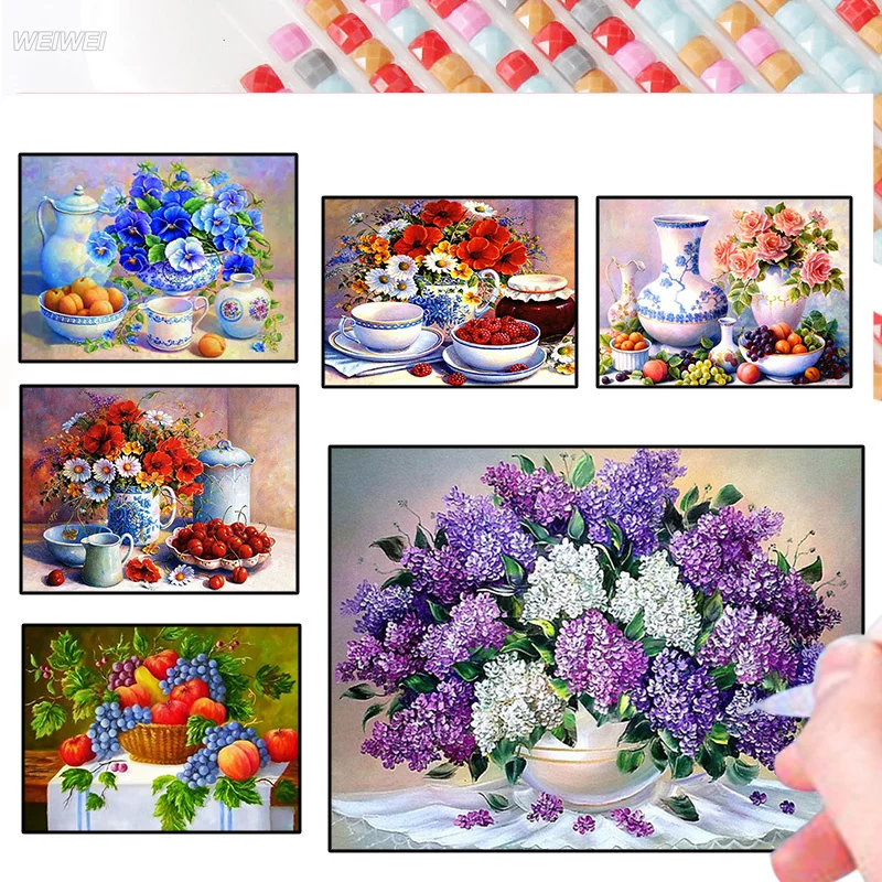 

Flower Diamond Painting Cross Stitch Kit Diy 5D Lavender and Fruit Embroidery Diamond Painting Handmade Gift Home Decoration