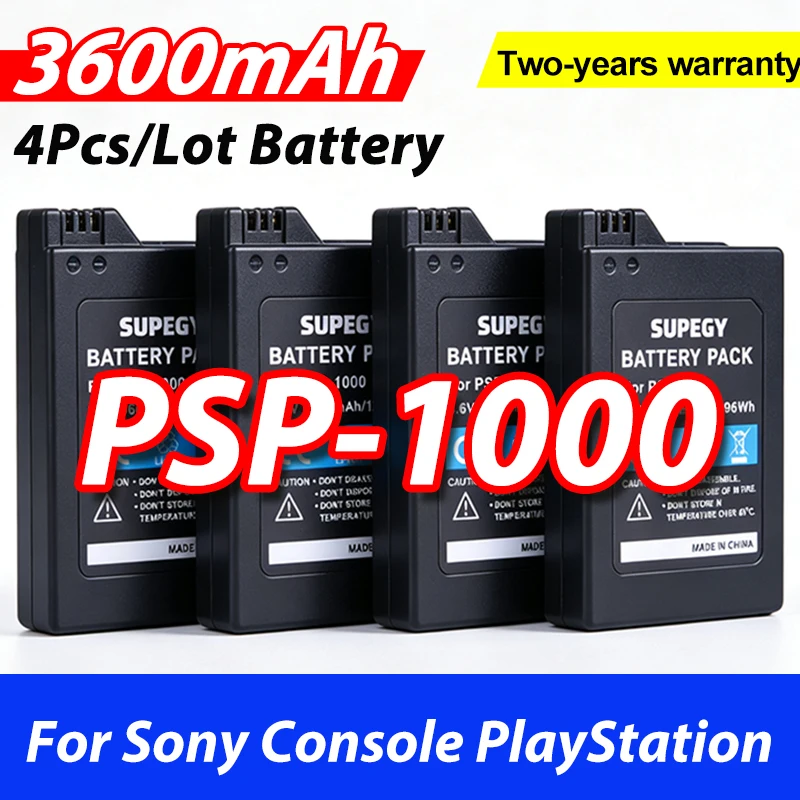 Фото 4 шт./компл. 3.6V 3600mAh PSP-1000 PSP1000 PSP 1000 НОВЫЕ перезаряжаемые аккумуляторные батареи для замены в консоли Sony PlayStation №1