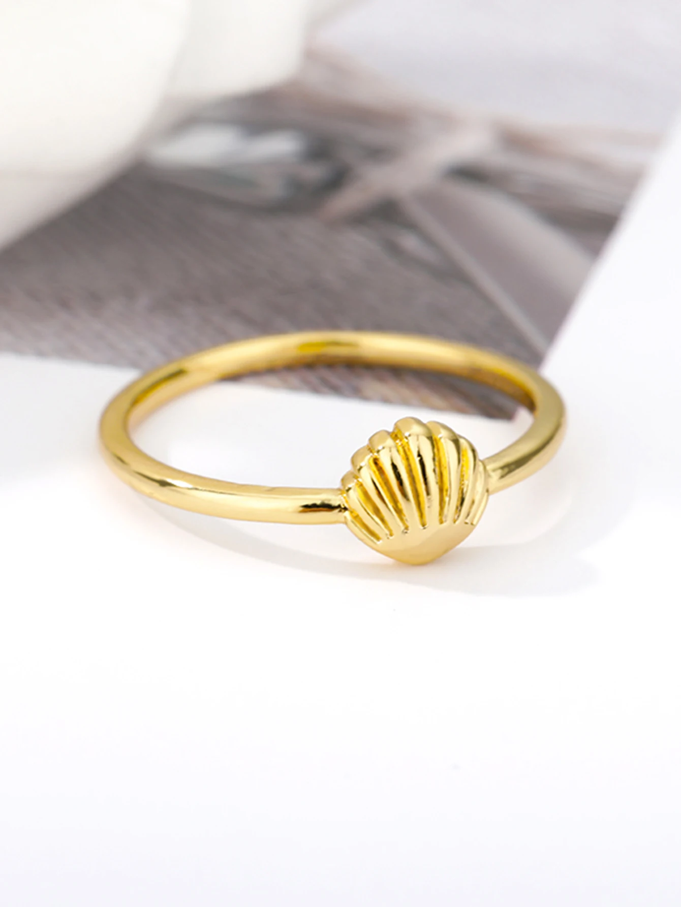 Минималистичное кольцо для фотосессии женщин нержавеющая сталь золотого цвета