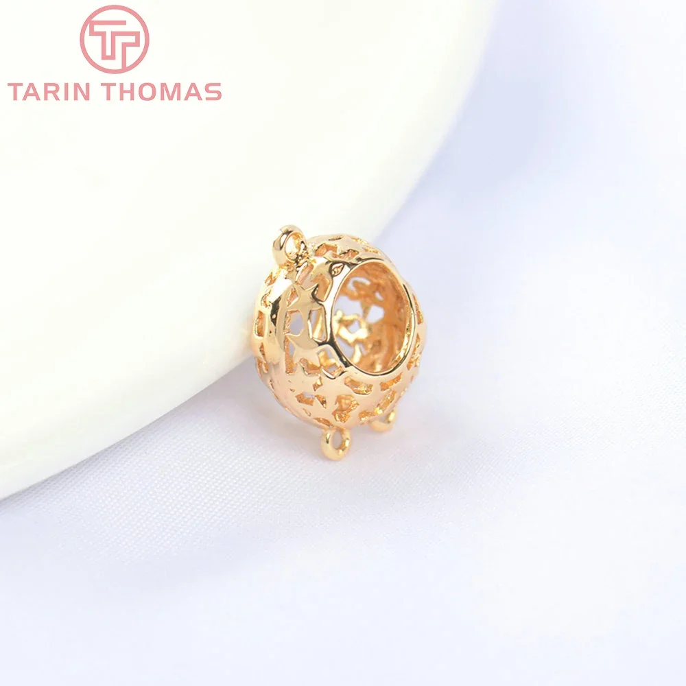 (5549) 6 шт. 11 мм 24 К золотого цвета латунь с подвесками круглые полые