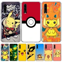 Pokemon Anime Pikachue For Huawei P30 Lite P20 Pro P10 P40 P50 Mate Phone Case Soft Colorfu Print Cover Fundas Capa