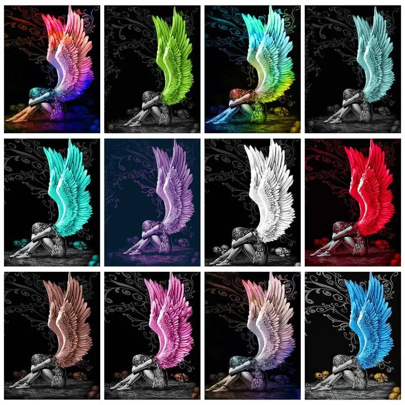 

CHENISTORY Crystal 5D Diamond Paint Kit Frame Diy Gift Cross Stitch Angle Girl With Wings Diamond Mosaic For Handiwork Wall Art