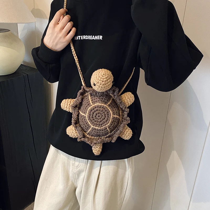 Милая зеленая кукла-черепаха сумка на плечо вязаная через повседневная женская