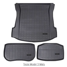 Full Sets Plain TPE Trunk Frunk Mats For Tesla Model 3/Y 2021 2022 All-Weather Cargo Liners Boot Lower Compartment Mats