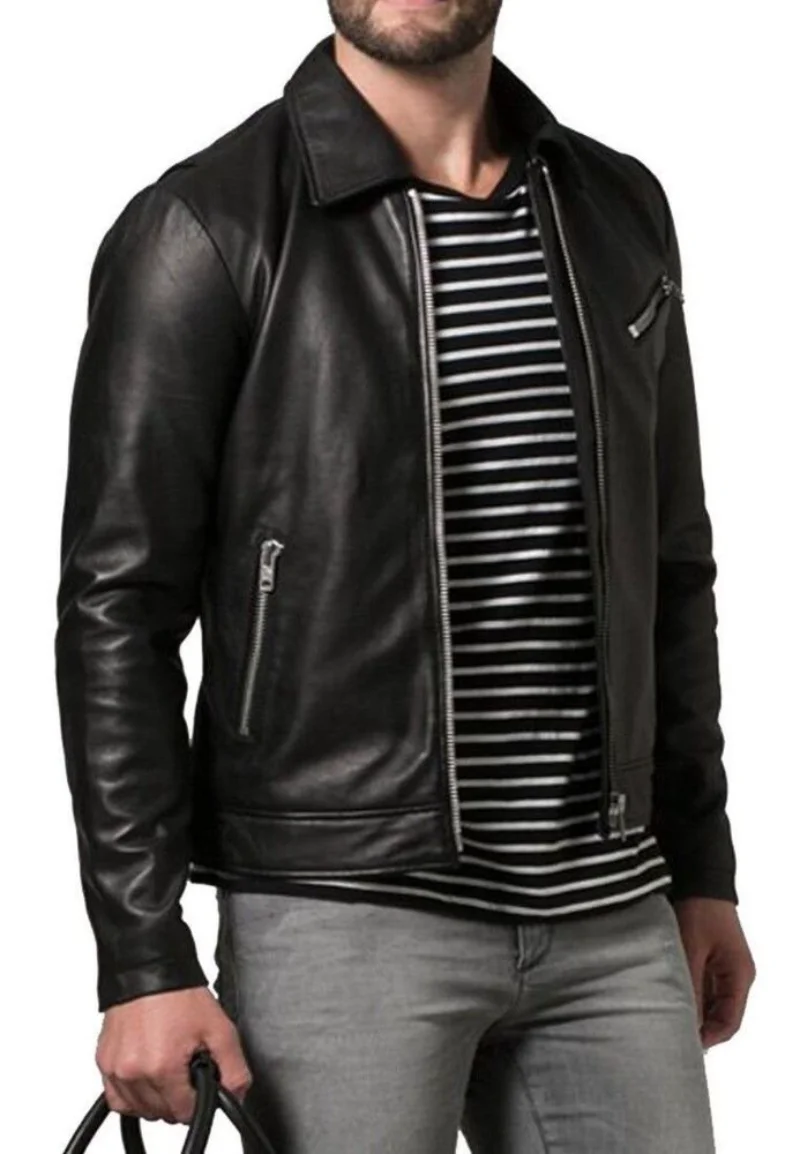 Men's Leather Jacket 100% Genuine Soft Sheepskin Leather Men's Classic Jacket Trend In Europe and America