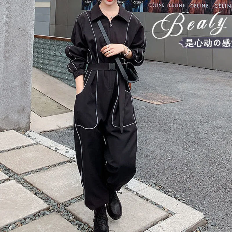 Комбинезон женский Универсальный с отложным воротником брюки-карго на молнии