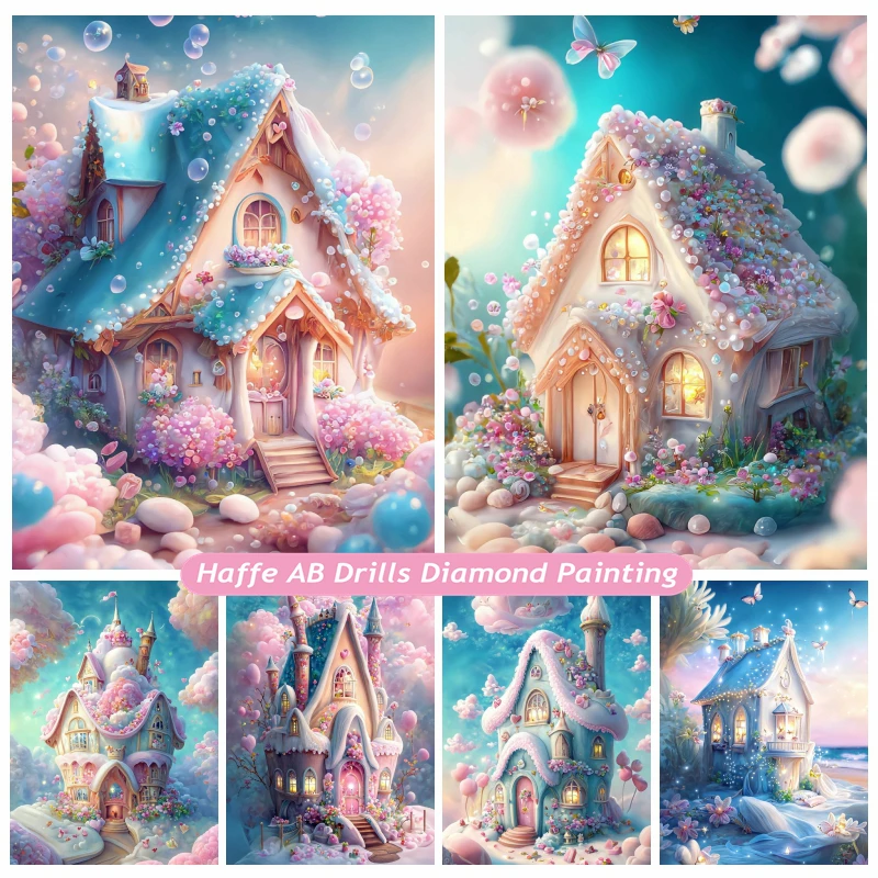 

5d Dream Color Fairy Tale Cabin Diamond Art Painting AB Drills Candy Cottage Landscape Cross Stitch Embroidery Gift Home Decor