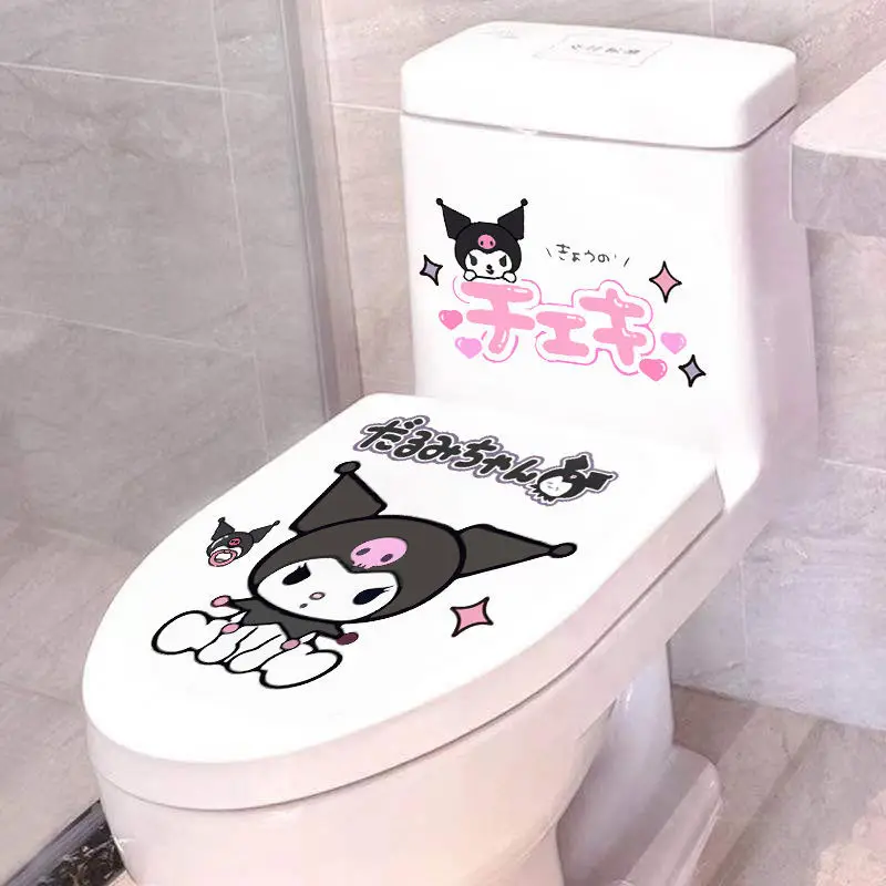 

Sanrios Kuromi Anime Surrounding Cute Cartoon HD Printing Waterproof Scratch Resistant Tear Off No Glue Toilet Cover Stickers
