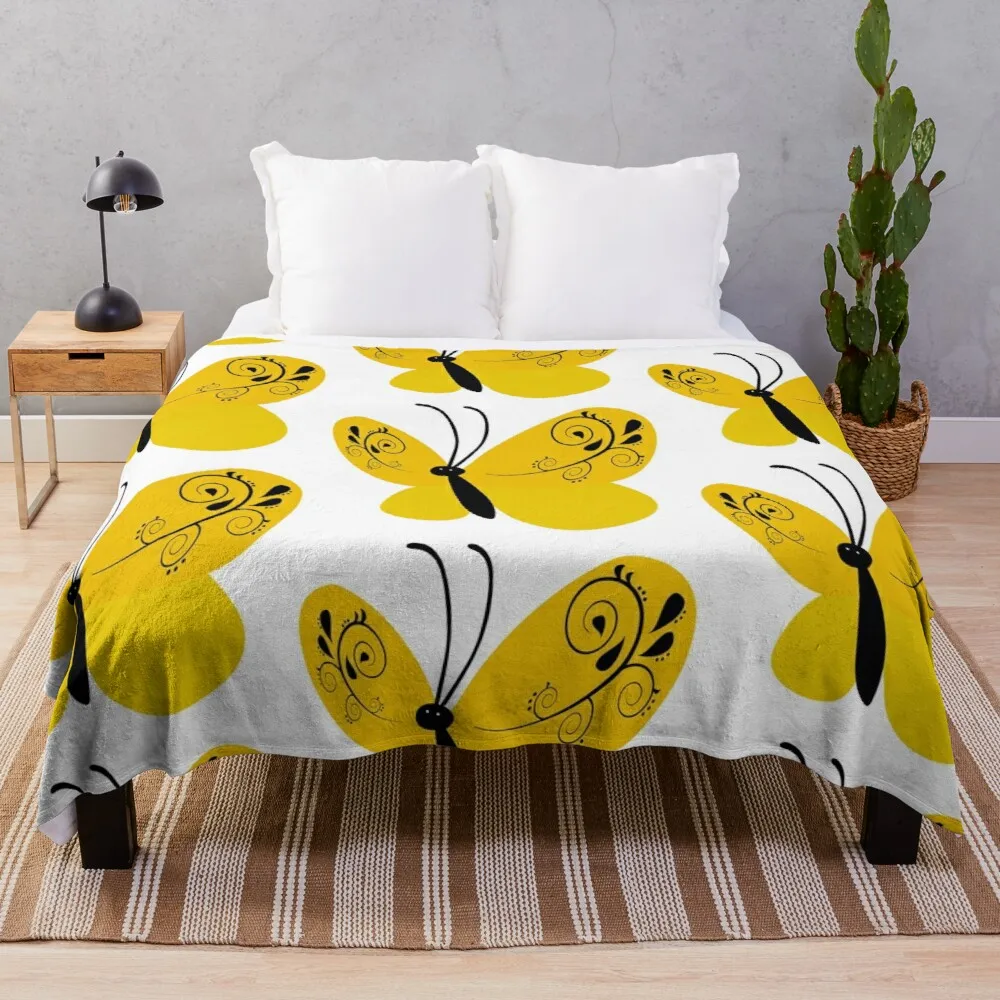 

Cute Decorated Butterfly Soft Flannel Sherpa Sherpa Summer Covering Blanket Throw for adult Children Kids on Bed Sofa Couch