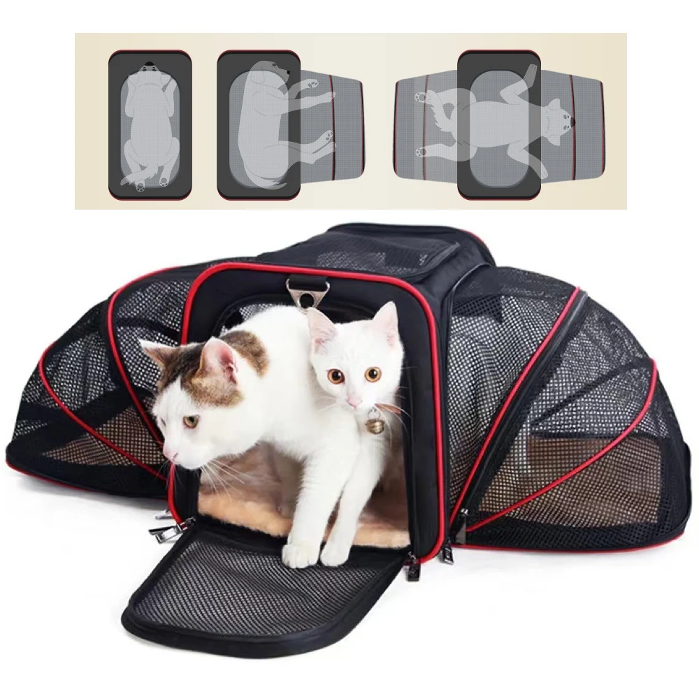 Breathable Dog Carrier Bag with Large Space for Pets Best for cats Dogs Expandable Soft Handbag for Travel and Outdoor Activitie