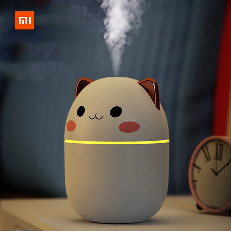 250ml xiaomi umidificador de ar bonito kawaii gato aroma difusor com luz da noite para o quarto casa carro purificador humificador