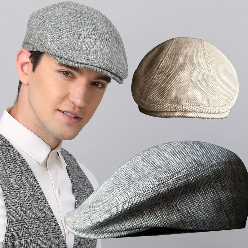 Men's Cap Classic Vintage Breathable Beret Hat for Men Visor French Artist Beanies Designer Cotton and Lined British Berets Hat