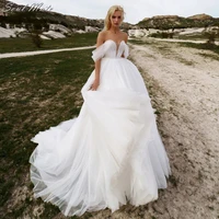 elegant princess wedding dresses 2022 for women beaded tulle a line bride dresses beach backless bridal gowns vestido de noiva