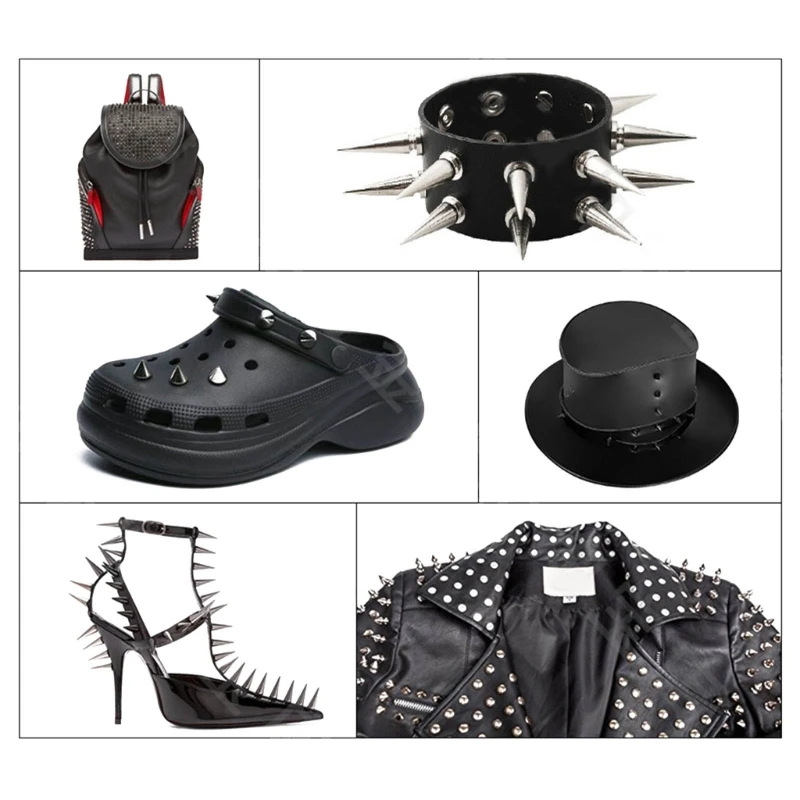 

10-Pieces Multiple Sizes Cone Spikes Rivets Metal Spiked Studs Punk Style