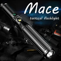 mace baseball led electric torch tactical flashlight 18650 rechargeable retractable stick self defense police patrol flashlight