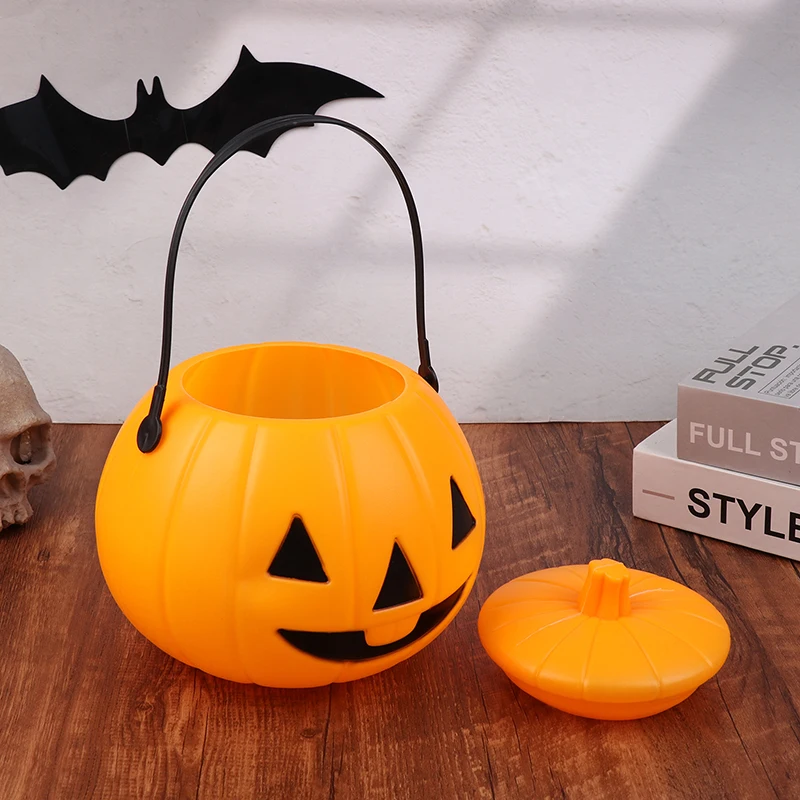 Пластиковый фонарь ведро с тыквой Хэллоуин конфеты держатель для кошелька или