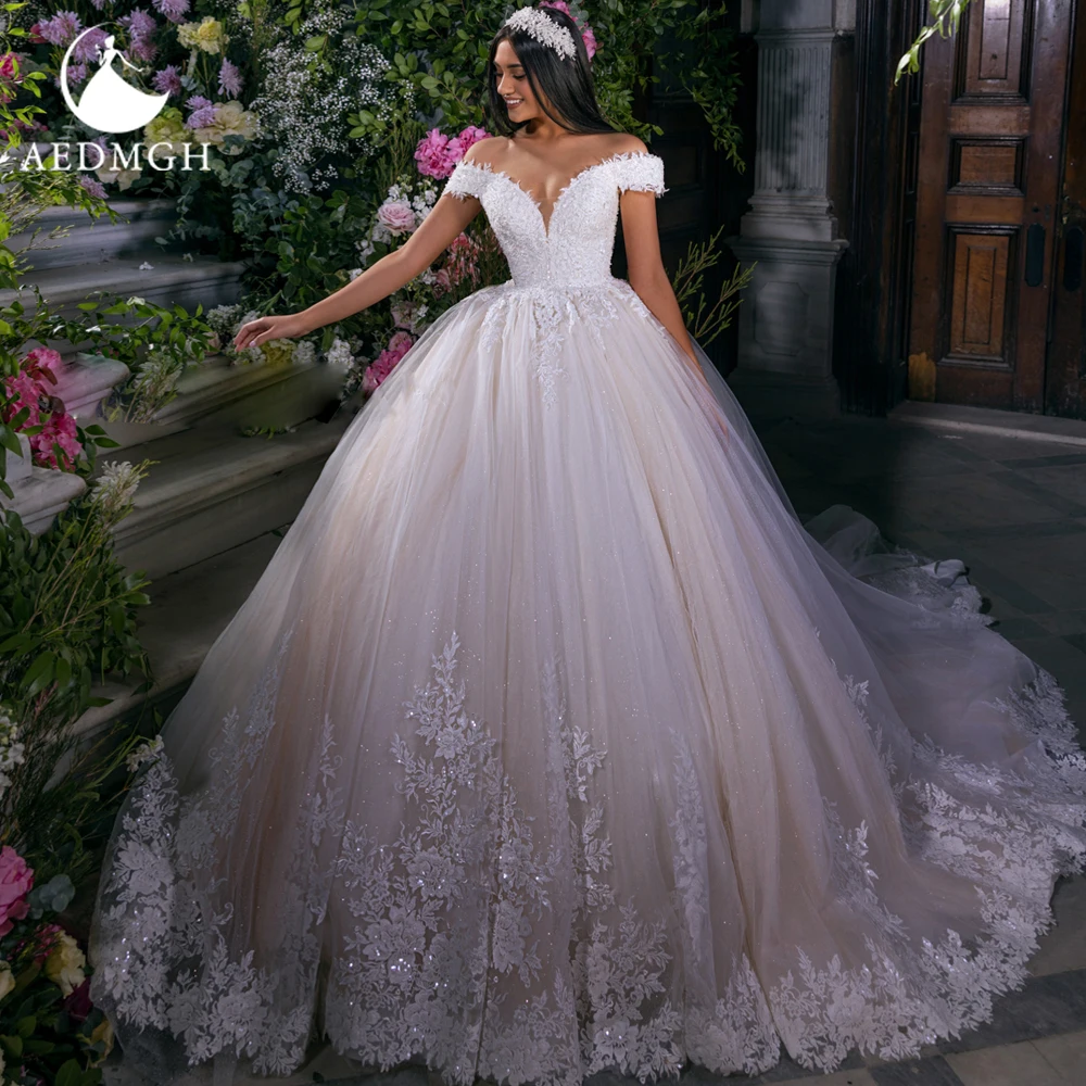Aedmgh Ball Gown Princess Wedding Dresses Sweetheart Off The Shoulder Vestido De Novia Lace Embroidery Custom Made Bridal
