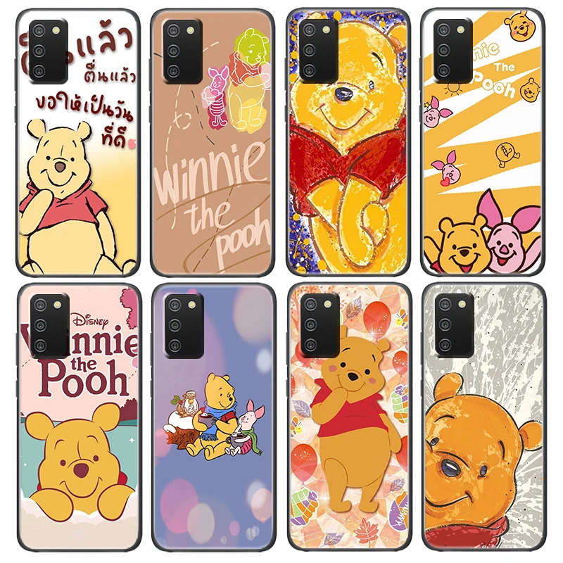 

Cute Winnie the Pooh Black Phone Case For Samsung A73 A72 A71 A54 A53 A52 A51 A42 A33 A23 A22 A21S A13 A04 A03 5G