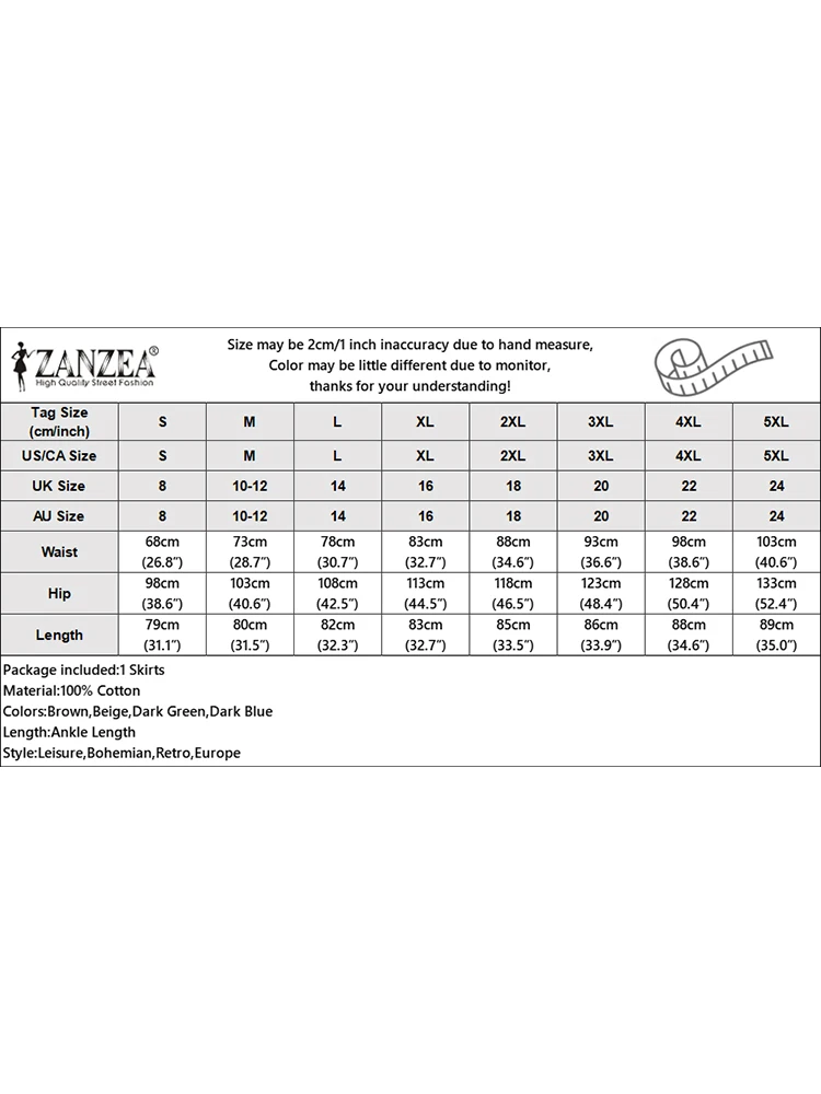 ZANZEA женские повседневные хлопковые юбки-миди элегантные однотонные