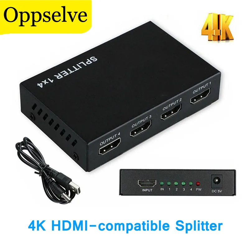 

HDMI-совместимый коммутатор 4K, 4 в 1, HD 1080P видеокабель, сплиттер, 1x4 концентратор, адаптер, конвертер для PS4/3 Box HDTV, ПК, DVD
