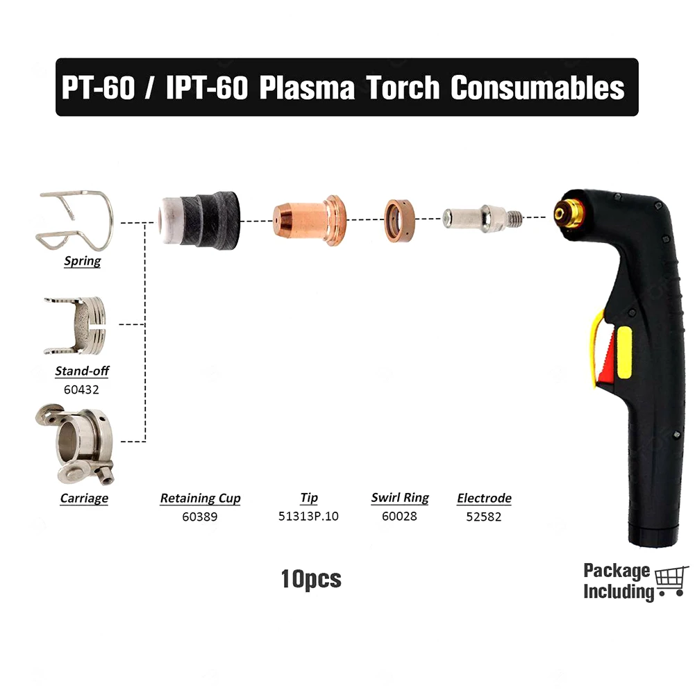 

Electrode Tips Plasma Cutter Torch 52582 IPT-60 Ref:52582 WSP-061000 1.0mm 20pcs 51313P.10 Durability Original Specifications