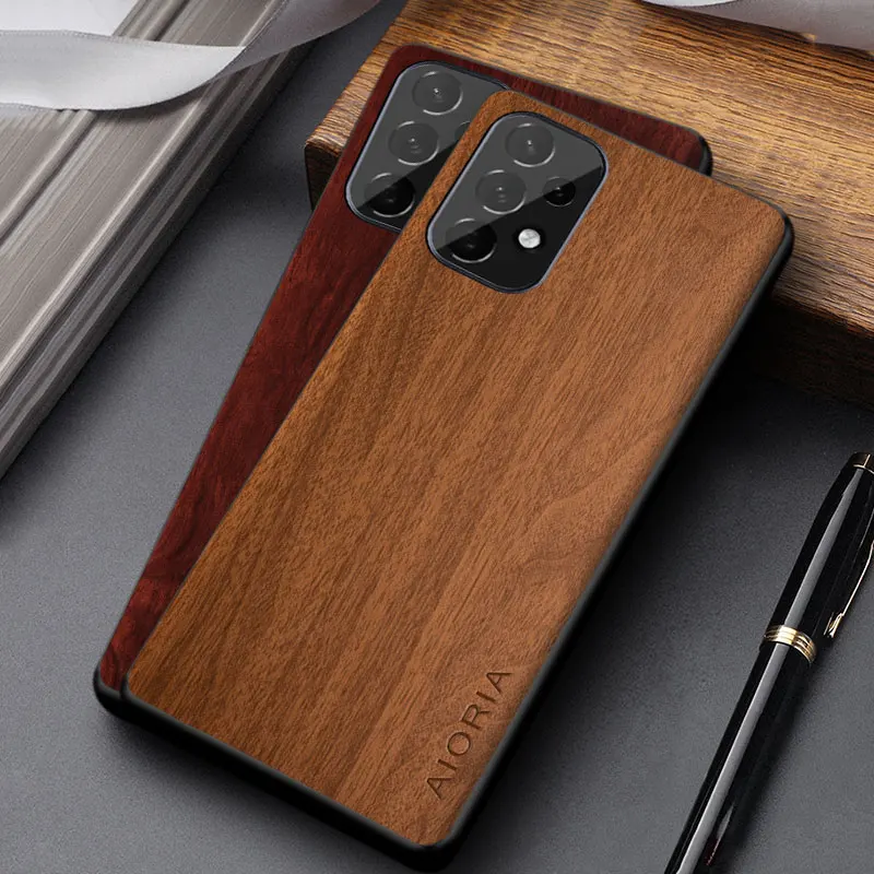 

New Phone Case for Samsung Galaxy A53 A73 A33 5G Case Coque Simple Unique Design Lightweight Wood Pattern Pu Leather Cover Funda