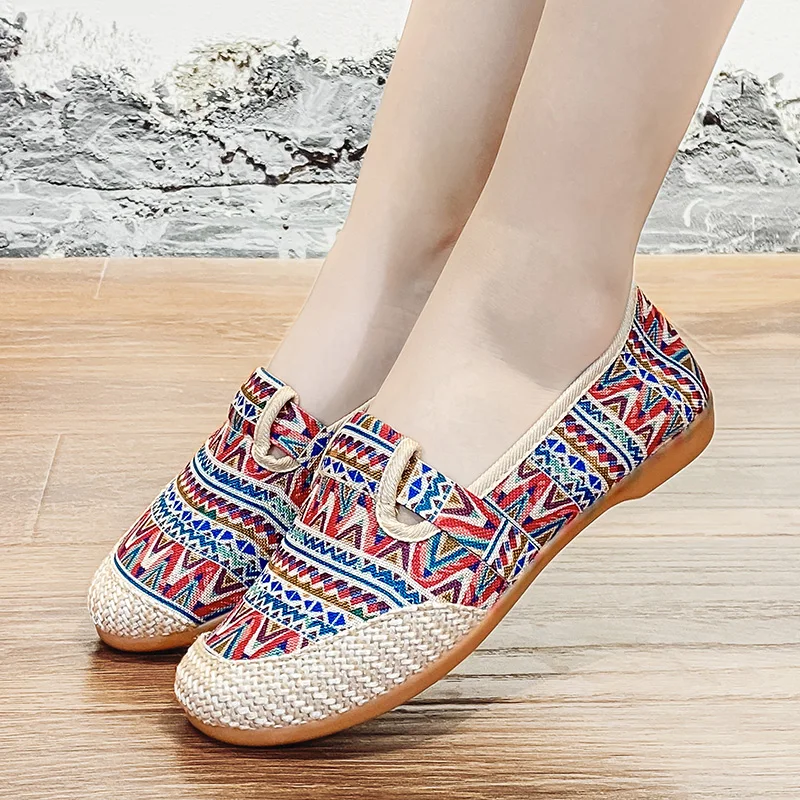 

2022 Zapatillas Mujer Women's Vintage Moccasins Flat Ladies Slip On Shallow Female Running Shoes Women's Footwear Tenis De Mujer