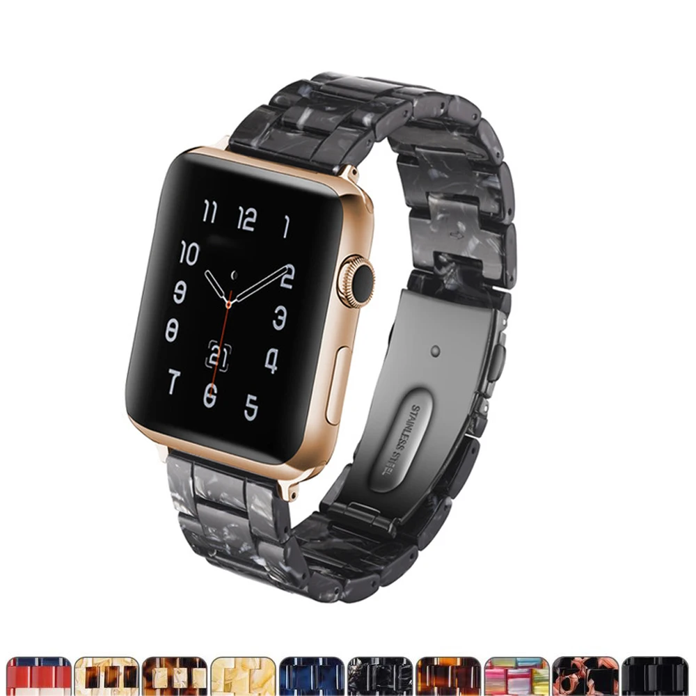 

Resin Strap for apple watch band 44mm 40mm iwatch band 42mm 40mm watchband bracelet for apple watch serie 6 SE 5 4 3 7 45mm 41mm