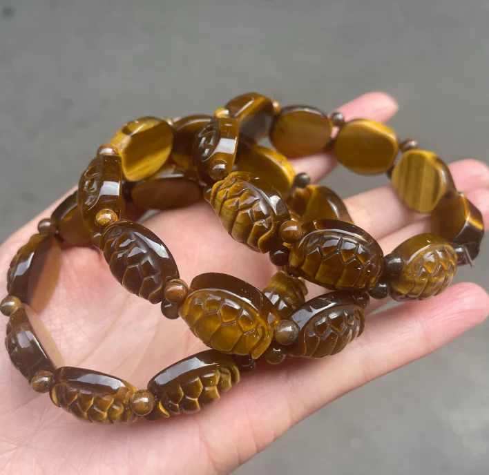 

Natural Tiger Eye Stone Tortoiseshell Bracelet Men Women Healing Jewelry Tigers Eye Crystal Bead Elastic Beaded Amulet Bracelets