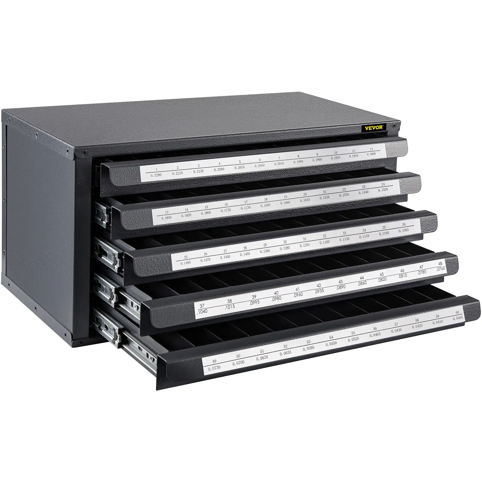 

VEVORbrand Drill Bit Dispenser Cabinet, Five-Drawer 60-Compartment Drill Bit Organizer Cabinet, Drill Dispenser Organizer Cabine