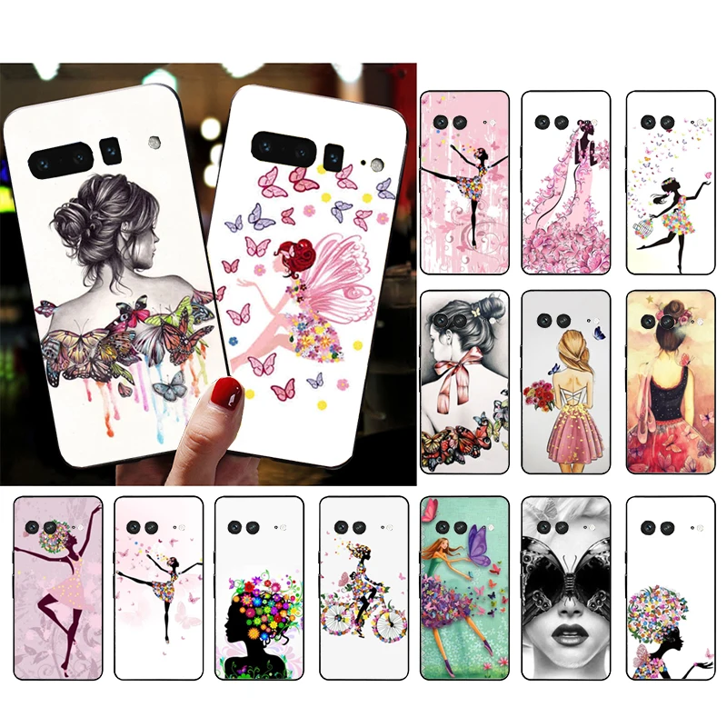 

Phone Case for Google Pixel 7 Pro 7 6A 6 Pro 5A 4A 3A Pixel 4 XL Pixel 5 6 4 3 XL 3A XL 2 XL Butterfly Dancing Girl Funda