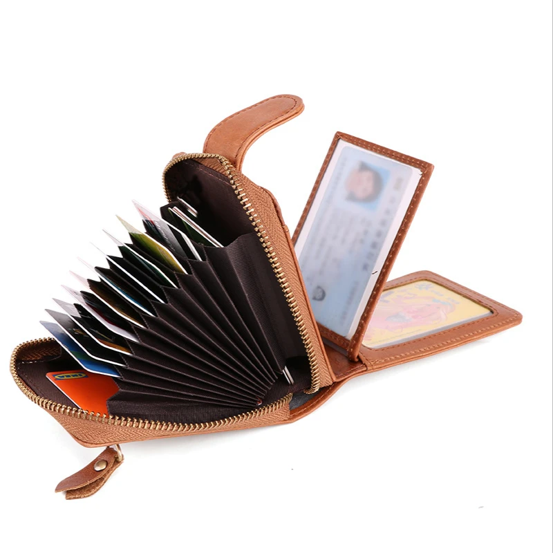 

Leather Wallets For Men Rfid Anti-Magnetic Money Bag Organ Card Bag Card Sleeve Multi-Function Buckle Credit Card Holders Purses