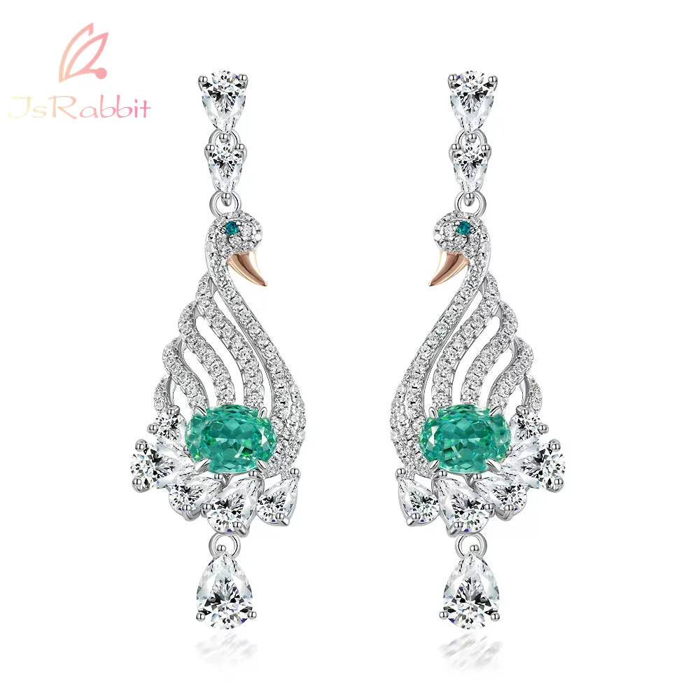 IsRabbit 18K Gold Plated 4CT Paraiba Tourmaline Faceted Gemstone Drop Earrings 925 Sterling Silver Luxury Jewelry Drop Shipping