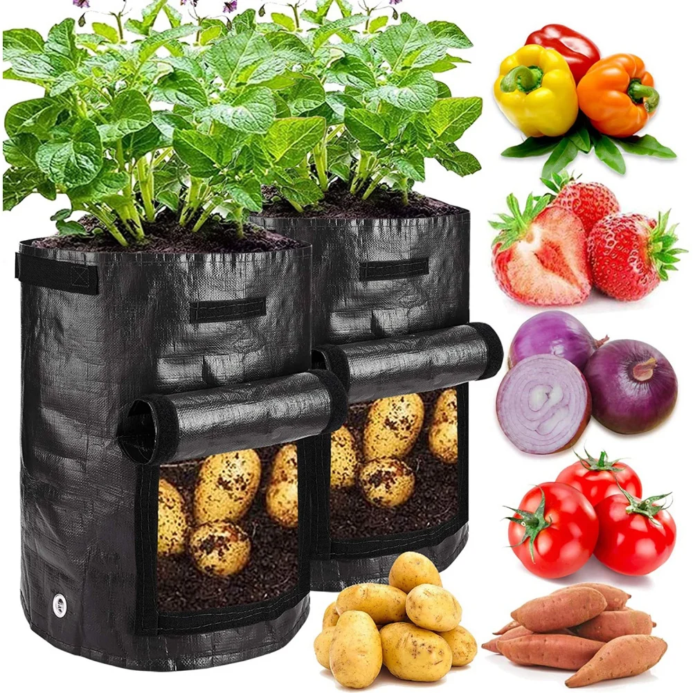 

Выращивание картофеля Bag, Полиэтиленовая сумка для лука с ручкой, утолщенная садовая сумка для выращивания моркови, Таро, арахиса