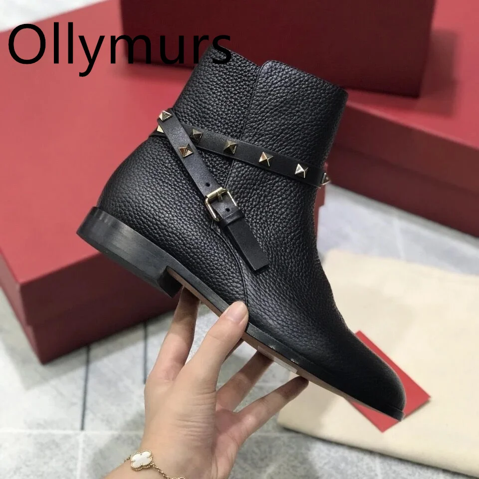 

Женские ботильоны из натуральной кожи, с круглым носком, на молнии