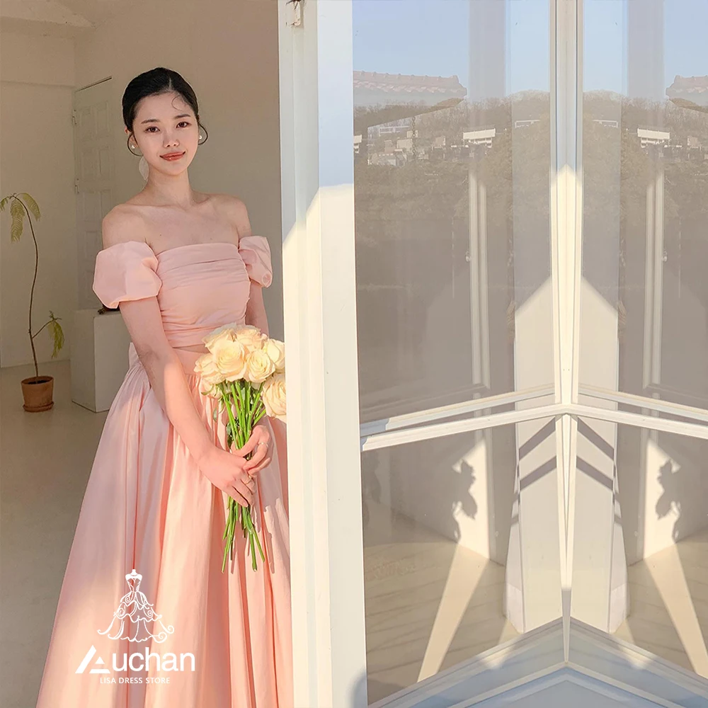 

Auchan Pink Boat Neck Dubai Evening Dress Short Sleeves Floor Length Summer Elegant Party New Dress Suit For Women 2023