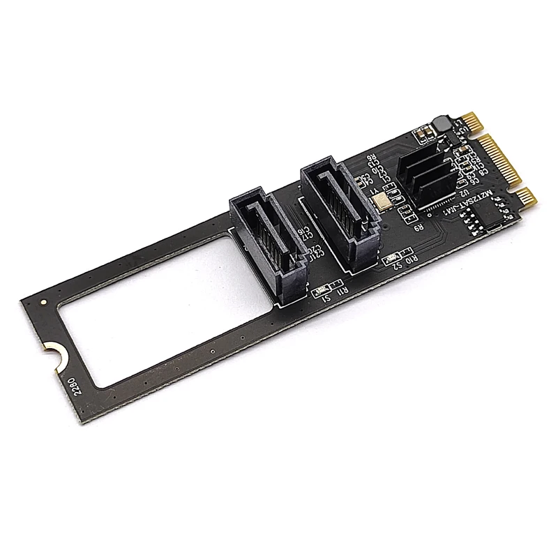Плата расширения M.2 NVME на SATA 3 0 6 ГБ адаптер Key-M PCIE 2 порта SATA3.0 преобразователь