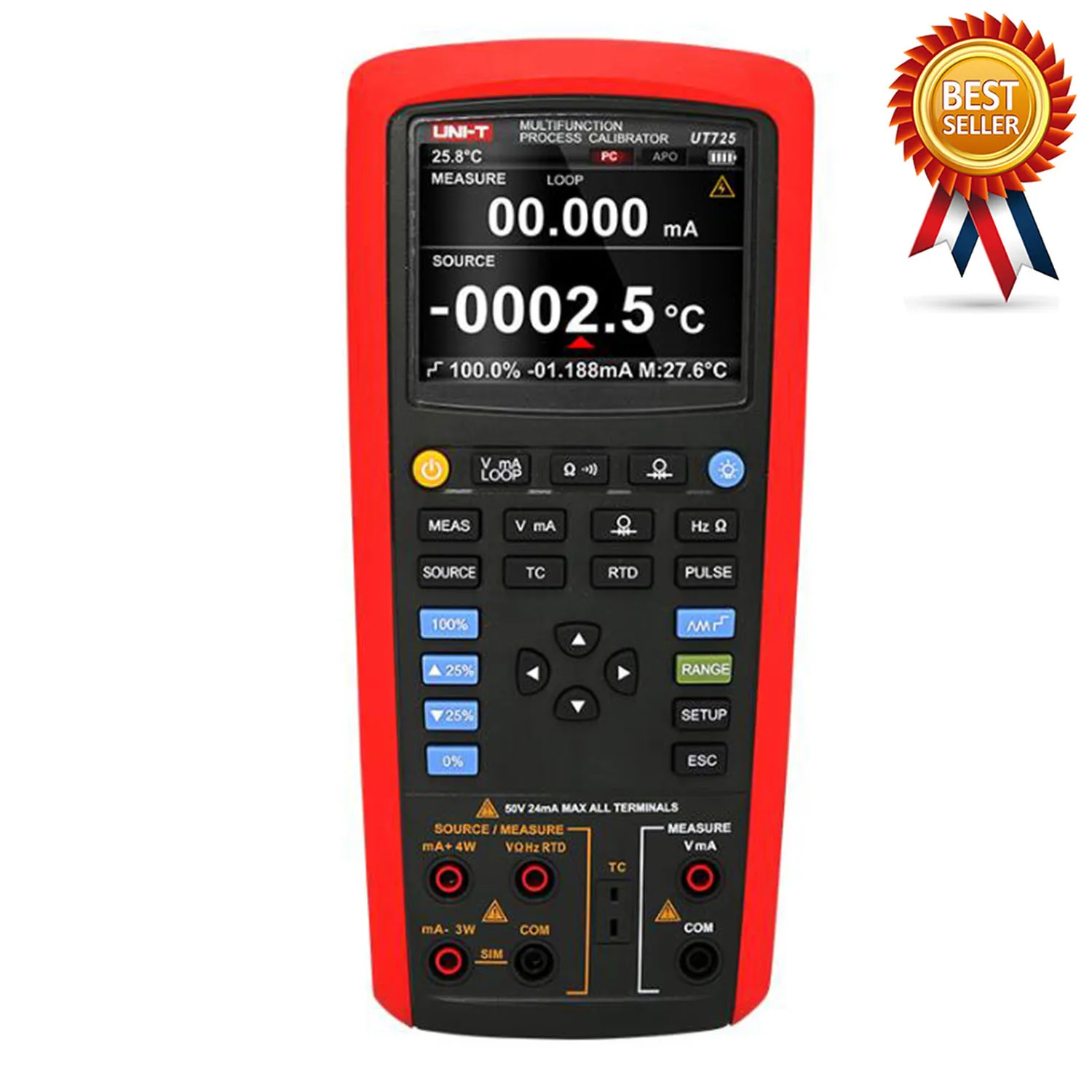 

UNI-T UT714 UT715 UT725 Multifunction Loop Process Calibrator DC Voltage and Current Output/Measurement Loop Calibrator RTD.