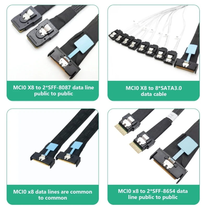 Высокоскоростной адаптер MCIO 8i 74P Male to 2xSFF 8087 удлинительный кабель тонкий