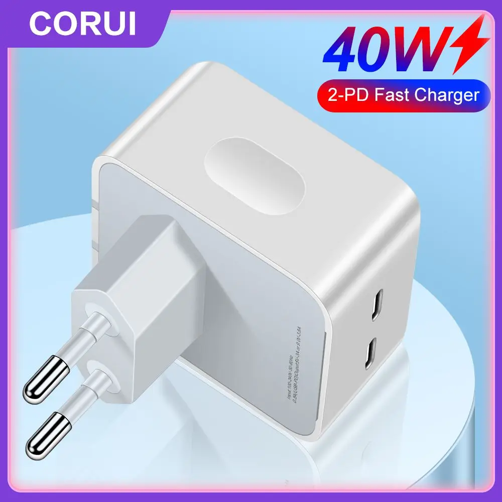 

Dual Type-c Charging Head Type C Port For Travel Pd40w Fast Charger Fast Charge Eu Uk Power Adapter Phone Accessories