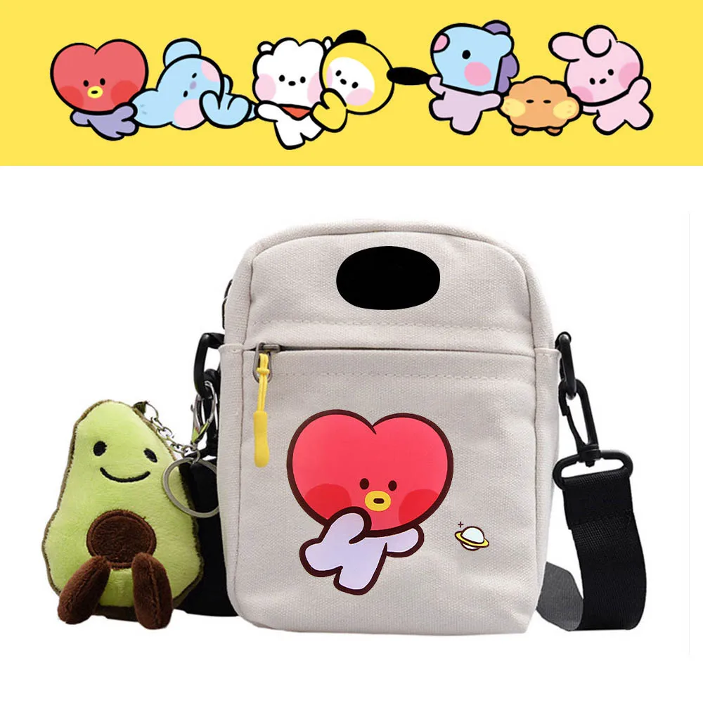 

Kpop Merch Bangtan Boys BTSHARE21 White Canvas Crossbody Bags for Women Girls Animal Phone Purses and Handbags Storage Bag Gift