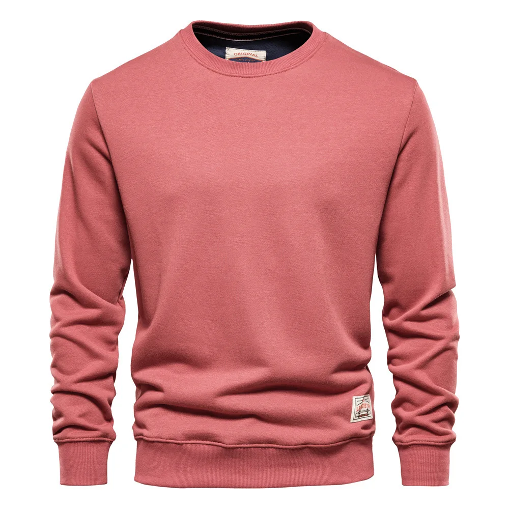 

ring long-sleeved solid color sweater street fashion foreign trade men's loose solid color round-neck men's sweater casu