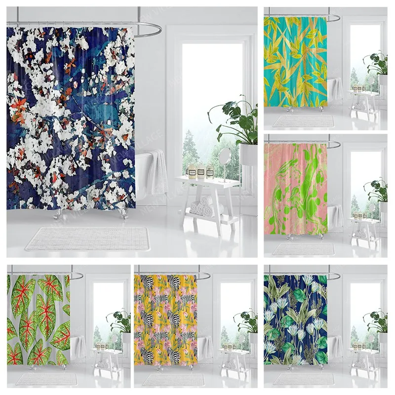 

Водонепроницаемая тканевая занавеска для душа, занавеска для ванной комнаты, занавеска для ванной, для душа, 180x200 см, 240*200, растительное украшение в стиле бохо