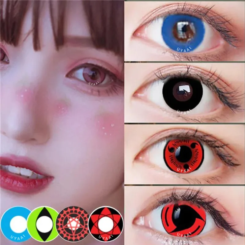 

UYAAI 2Pcs/Pair Halloween Contact Lenses For Pupils Eye Anime Cosplay Colored Lenses Yearly Color Lens Eyes Multicolored Lenses