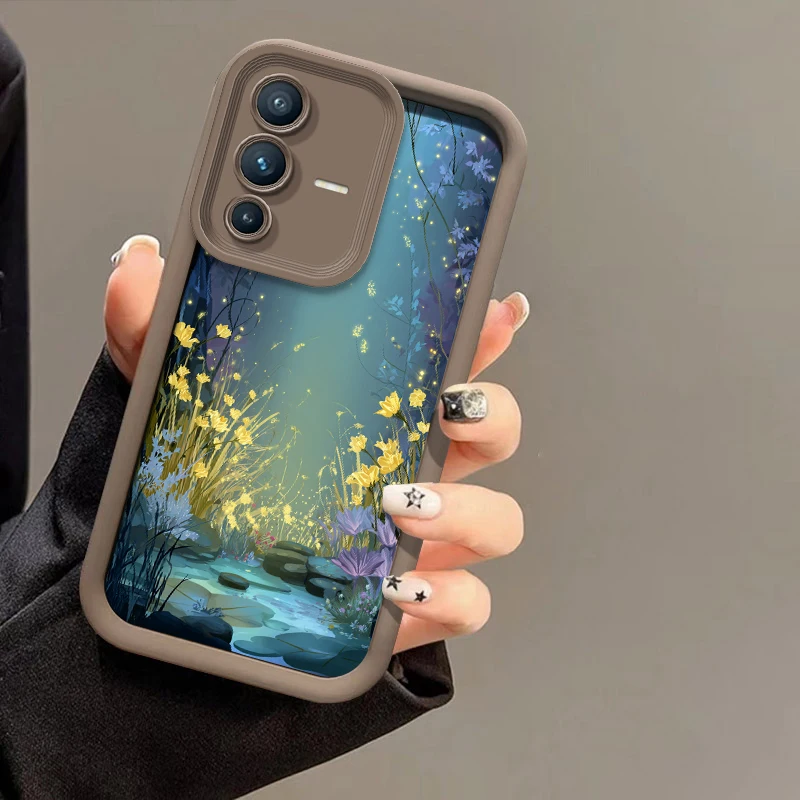 Фото Силиконовый чехол с цветочным принтом для Vivo V60 V30 SE V30E V29E V50 V40 Pro V29 V27E V27 V25, мягкий противоударный матовый защитный бампер №5