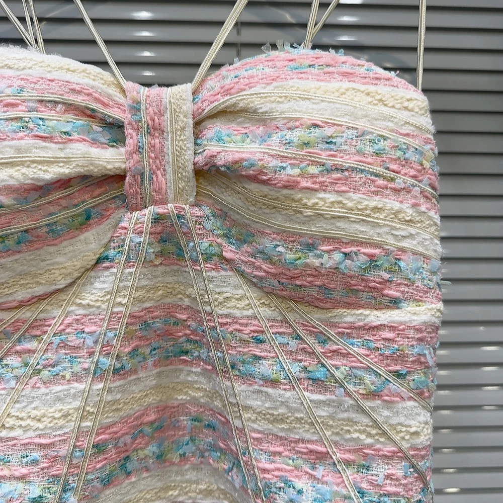 Женское элегантное твидовое платье во французском стиле облегающее