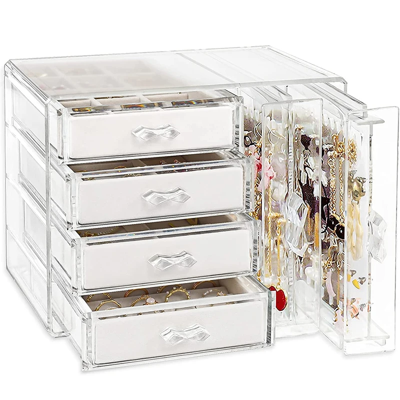 Transparent Acrylic Jewelry Storage Box Multi Layer Clear Earrings Necklace Ring Holder Women Jewelry Stand Case Gift Ideas