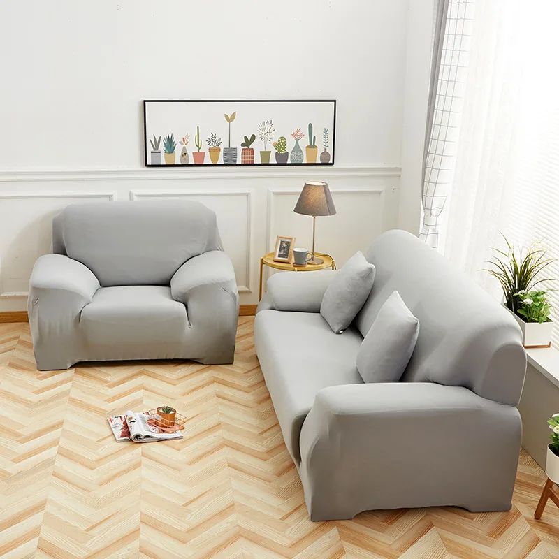 

Elastic Sofa Cover Couch All Inclusive Slip Cotton Tight Wrap for Living Room Corner Armchair Solid Color Four Seasons Universal